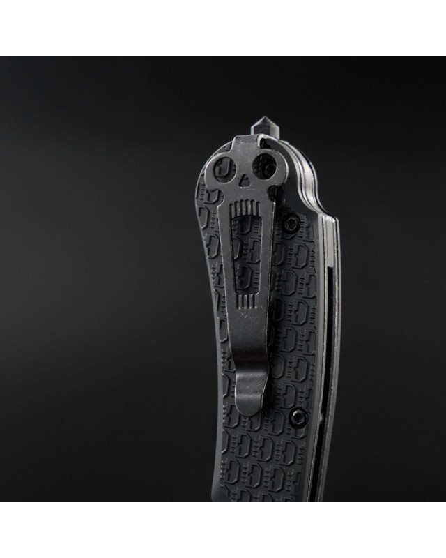 Daggerr Knives Powie Linerlock 8Cr14MoV stainless steel clip point blade blackwash finish Black FRN handle