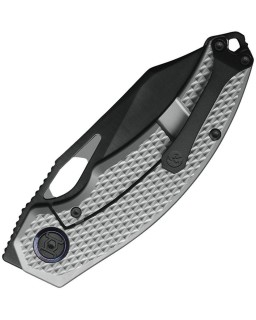 KUNWU Knives Padre folding knife VANAX steel black DLC coated blade Framelock Gray checkered titanium handle