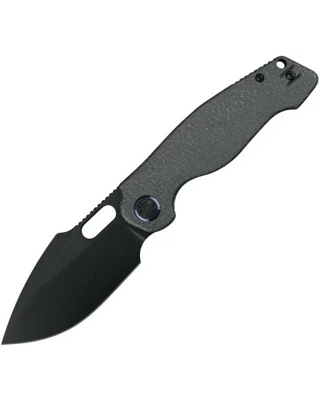 KUNWU Knives Gringo folding knife S390 steel black DLC coated blade Framelock Grey textured titanium handle