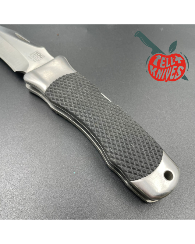 SOG Tomcat S4 440C stainless steel satin finish blade kraton handle lockback with nylon sheath and original box