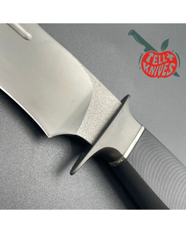 Michal Komorovsky Hunting Knife ELMAX steel black DLC coating Black G10 handle black leather sheath