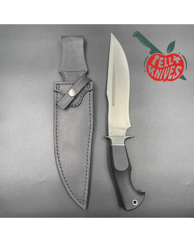 Michal Komorovsky Hunting Knife ELMAX steel black DLC coating Black G10 handle black leather sheath