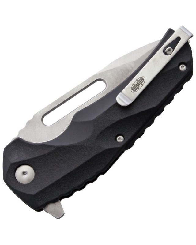 Brous Blades Reloader Linerlock D2 tool steel stonewash finish Tanto blade Black polymer handle Flipper