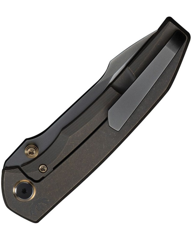 We Knife Co. Ryson Framelock M390 Premium Steel blackwash finish blade Bronze Titanium Handle