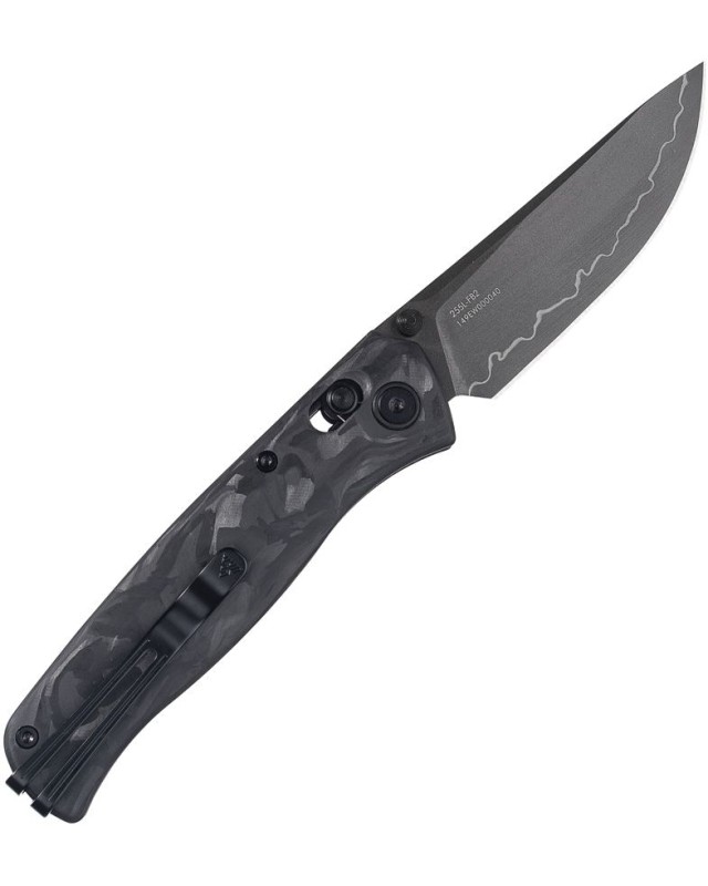 SRM Knives 255L-FB2 folding knife Laminated 140Cr steel blade Shredded Carbon Fiber handle Crossbar Lock