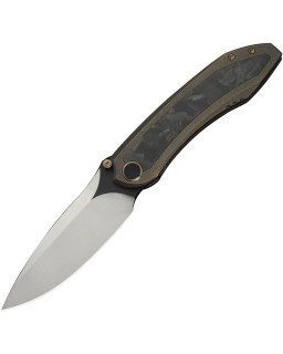 WeKnife Winsome Nested M390 stainless steel satin finish blade Framelock Bronze Titanium Handle Carbon Fiber inlay