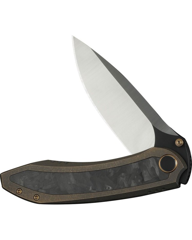 WeKnife Winsome Nested M390 stainless steel satin finish blade Framelock Bronze Titanium Handle Carbon Fiber inlay