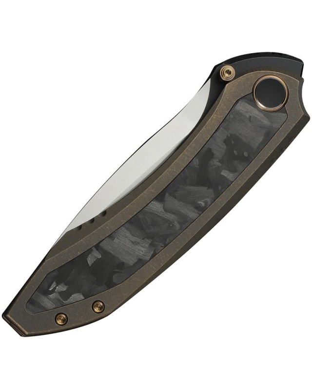WeKnife Winsome Nested M390 stainless steel satin finish blade Framelock Bronze Titanium Handle Carbon Fiber inlay