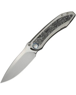 WeKnife Winsome Nested M390 stainless steel satin finish blade Framelock Grey Titanium Handle Aluminum Foil Carbon Fiber