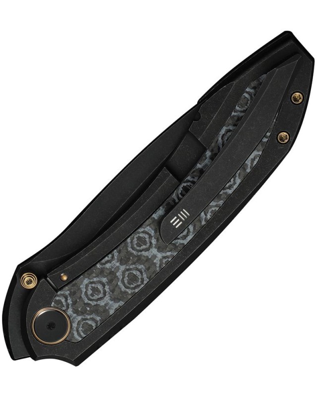 WeKnife Winsome Nested M390 stainless steel blackwash finish blade Framelock Black Titanium Handle Rose Carbon Fiber inl