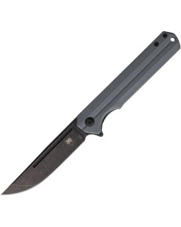 Cobratec Knives Streamline Folding Knife D2 tool steel blackwash finish blade Linerlock Grey G10 handle Flipper
