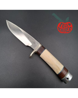 Randall Made Knives 1988-89 Model 25-5 Trapper forged stainless steel blade ground stag and stacked leather handle