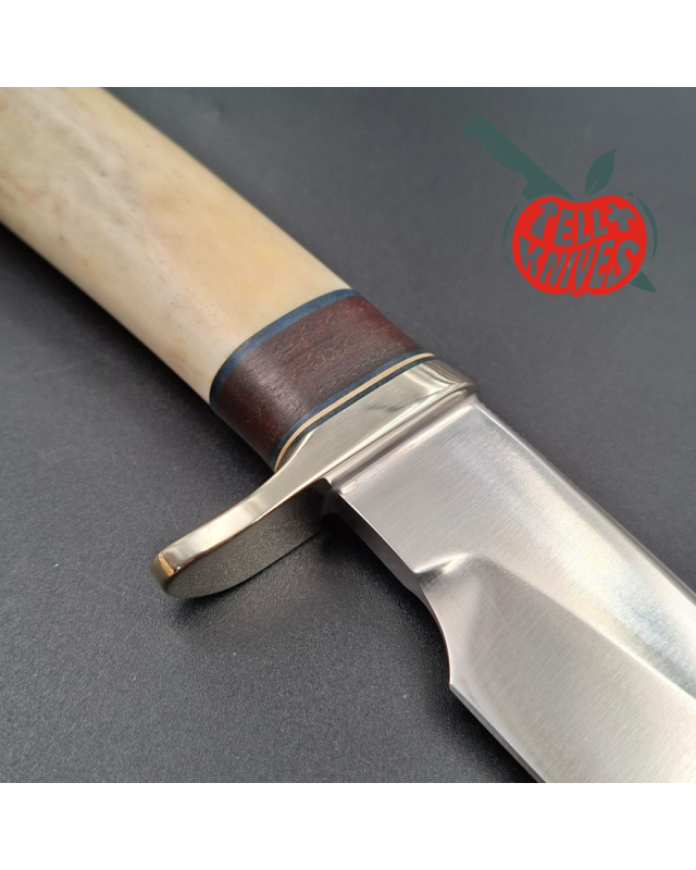 Randall Made Knives 1988-89 Model 25-5 Trapper forged stainless steel blade ground stag and stacked leather handle