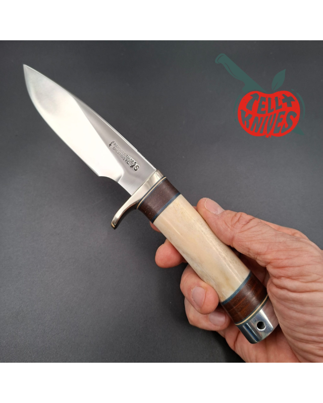 Randall Made Knives 1988-89 Model 25-5 Trapper forged stainless steel blade ground stag and stacked leather handle