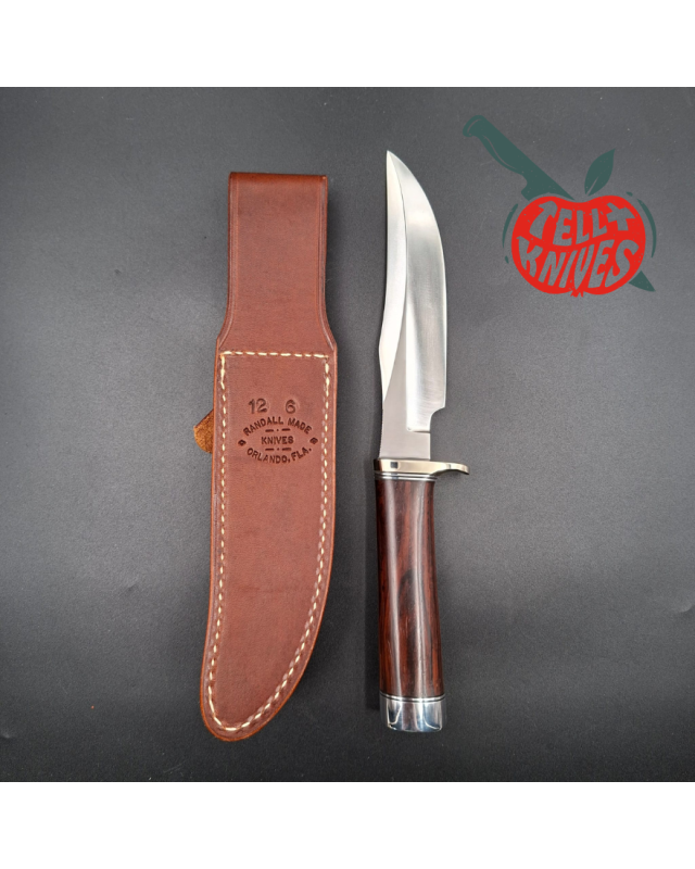 Randall Made Knives Model 12-6 Little Bear Bowie forged stainless steel nickel silver guard cocobolo wood handle