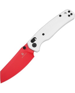 Bestech Cicada's Wing B-Lock Red Finish 10Cr15CoMoV Steel White G10 Handle