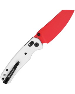 Bestech Cicada's Wing B-Lock Red Finish 10Cr15CoMoV Steel White G10 Handle