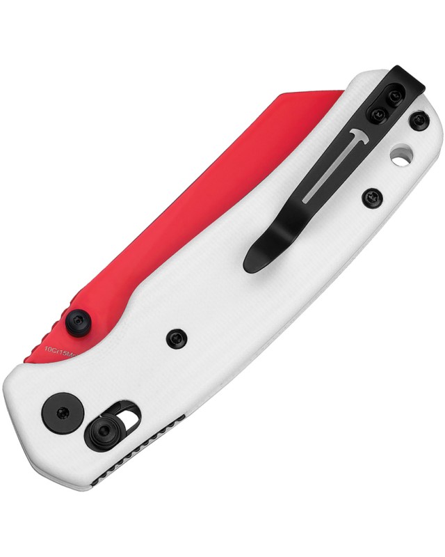 Bestech Cicada's Wing B-Lock Red Finish 10Cr15CoMoV Steel White G10 Handle