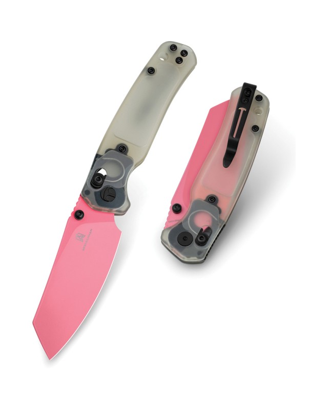 Bestech Cicada's Wing B-Lock Pink Finish 10Cr15CoMoV Steel Ultem Handle
