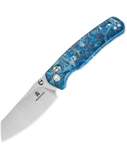 Bestech Cicada's Wing B-Lock Satin 10Cr15CoMoV Steel Blue Marble Resin Handle