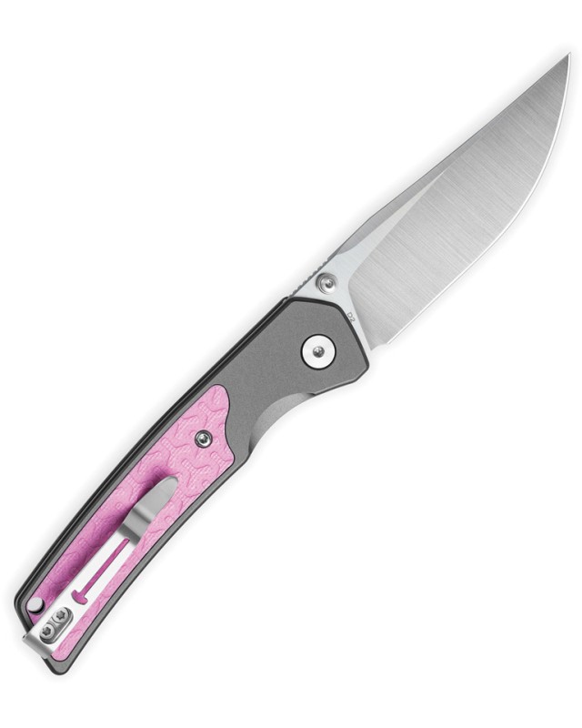 Bestech Icebreaker Satin D2 Tool Steel Gray Alu Pink G10 Handle