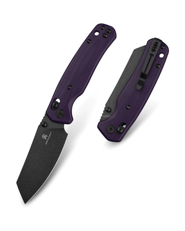 Bestech Cicada's Wing B-Lock Black Finish 10Cr15CoMoV Steel Purple G10 Handle