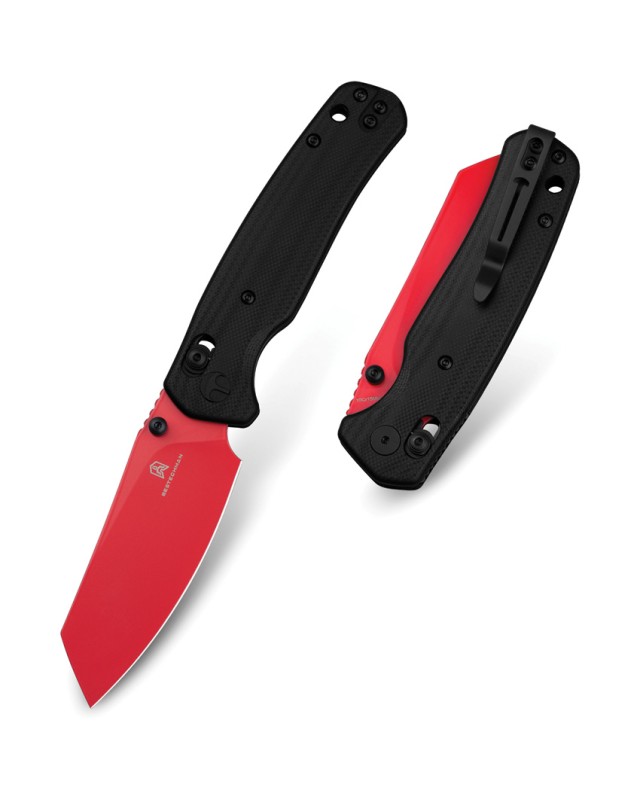 Bestech Cicada's Wing B-Lock Red Finish 10Cr15CoMoV Steel Black G10 Handle