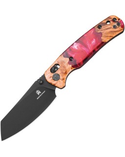 Bestech Cicada's Wing B-Lock Black PVD 10Cr15CoMoV Steel Wood Red Resin Handle