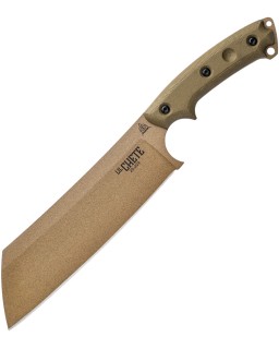 Tops Lil Chete Coyote Tan Coated 1095HC Steel Green Canva Micarta Handle