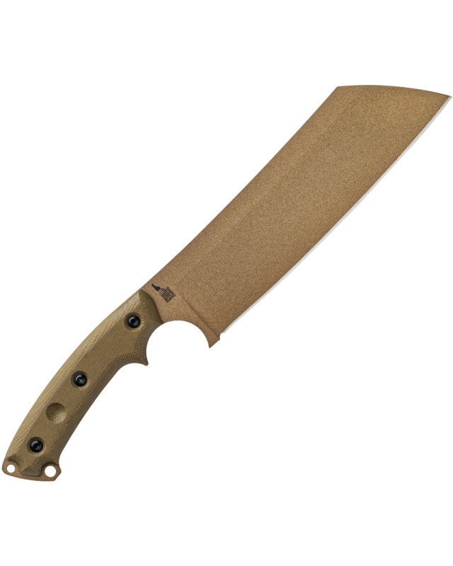 Tops Lil Chete Coyote Tan Coated 1095HC Steel Green Canva Micarta Handle
