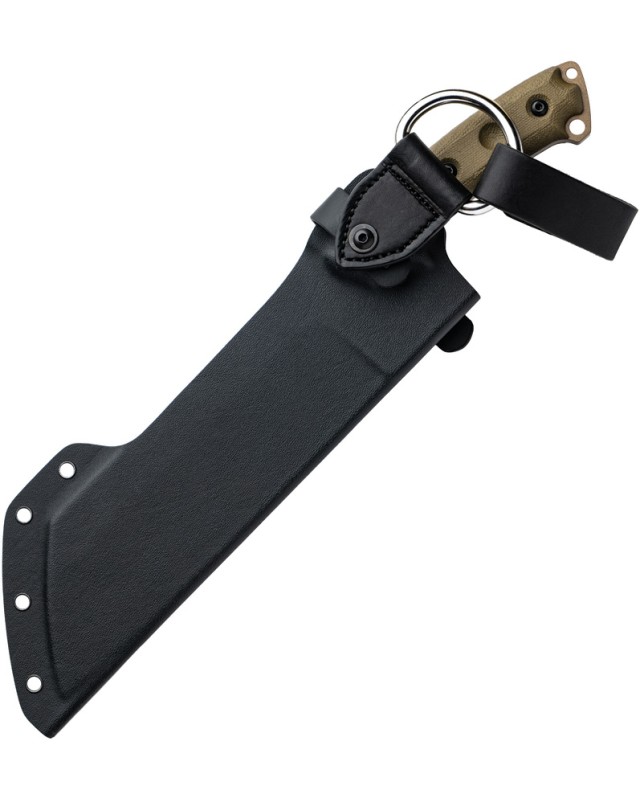 Tops Lil Chete Coyote Tan Coated 1095HC Steel Green Canva Micarta Handle