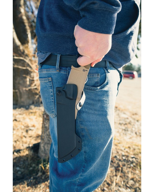 Tops Lil Chete Coyote Tan Coated 1095HC Steel Green Canva Micarta Handle