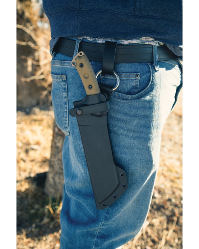 Tops Lil Chete Coyote Tan Coated 1095HC Steel Green Canva Micarta Handle