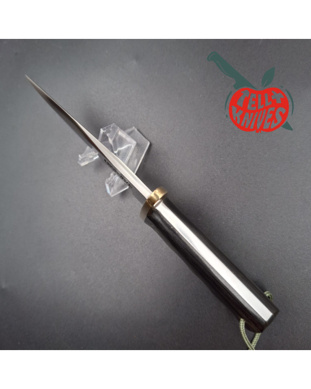 Randall Made Knives Model 14 Mini Full Tang Stainless Steel blade Dark Green Micarta handle brown leather sheath