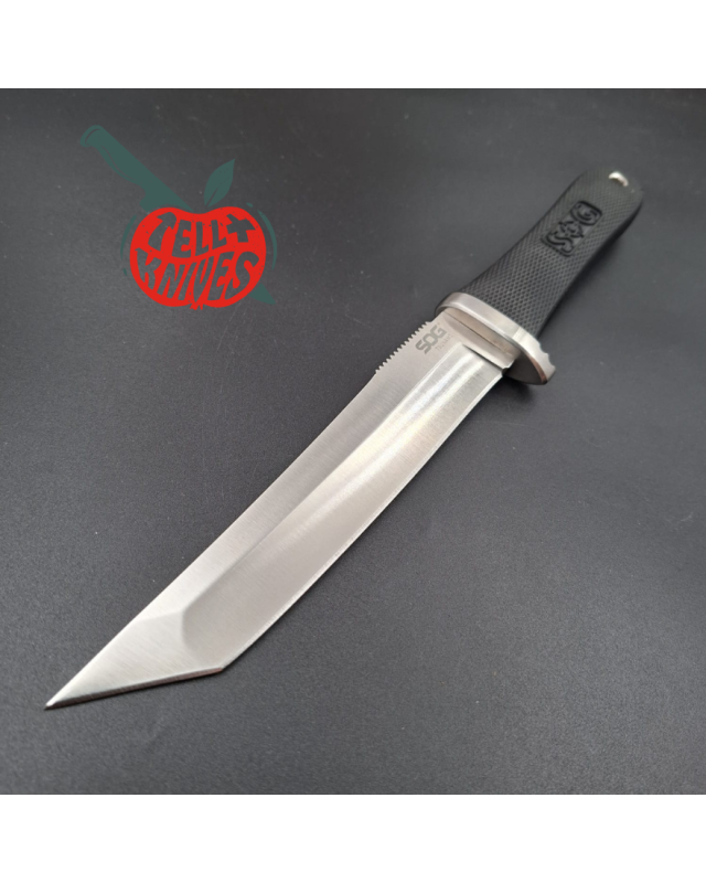 SOG Tsunami Tanto fixed blade Taiwan AUS8 Kraton handle black nylon sheath