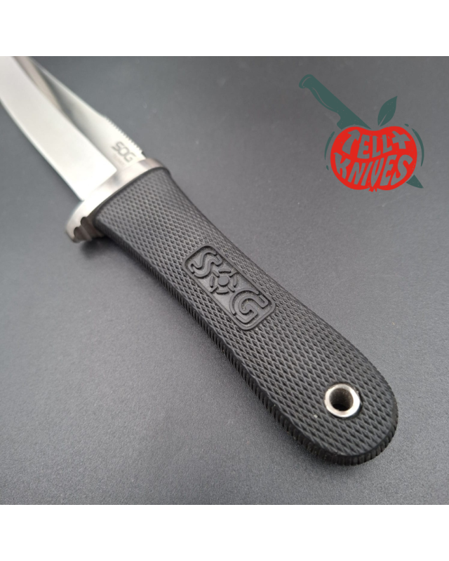 SOG Tsunami Tanto fixed blade Taiwan AUS8 Kraton handle black nylon sheath