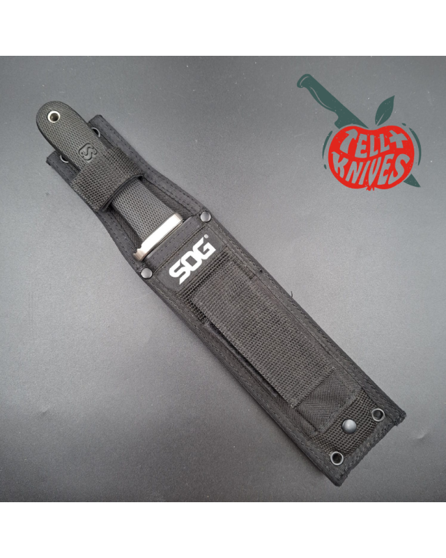 SOG Tsunami Tanto fixed blade Taiwan AUS8 Kraton handle black nylon sheath