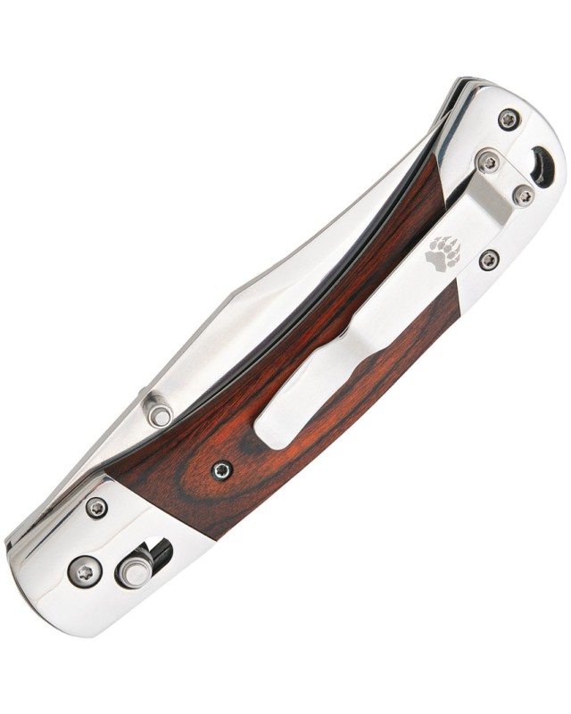 Bear & Son Professional Lockback Knife Satin Finish 14C28N Steel Blade Rosewood Handle