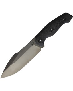 Kunwu StiffyG Black DLC Coated ASSAB 88 Steel Blade Black Micarta Handle