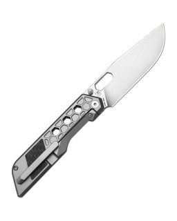 Artisan Beest Framelock Stonewash S35VN Stainless Steel Blade Gray Titanium Handle