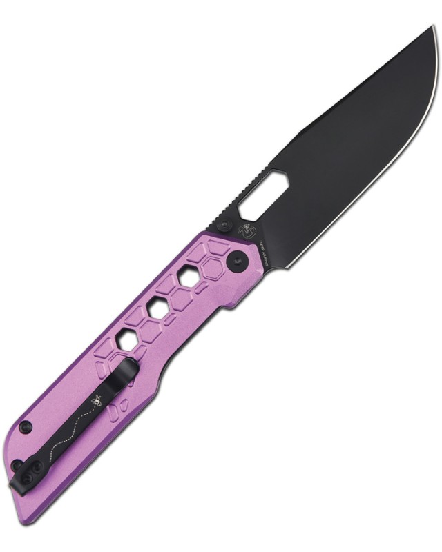 Artisan Beest Linerlock Black PVD Coated AR-RPM9 Stainless Steel Blade Purple Aluminium Handle