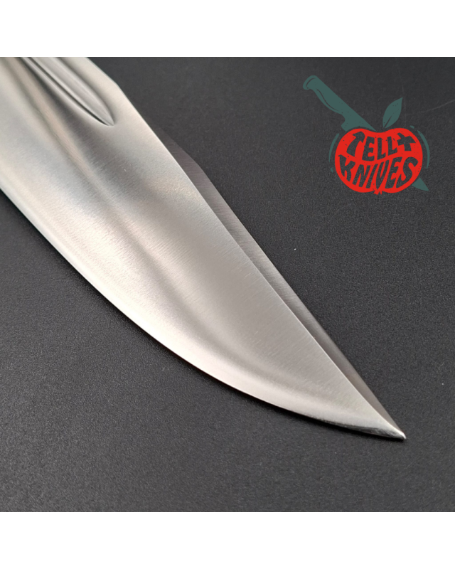 Hattori 160-1 Big Bowie Hunter AUS-6 steel stacked leather handle brown leather sheath