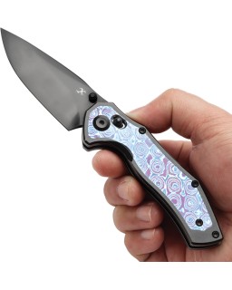 Kansept Apollo Crossbar Lock Folding Knife  CPM S35VN Steel Blue Carbon Fiber Titanium Handle
