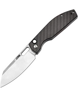 CJRB Ekko Button Lock Stonewash AR-RPM9 Stainless Steel Blade Carbon Fiber Handle