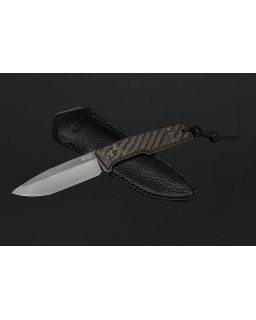 TRC Knives Harpoon M398 steel Black DLC Finish Night Storm carbon fiber handle black leather sheath Limited Edition 150pces