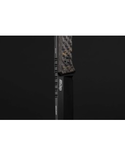 TRC Knives Harpoon M398 steel Black DLC Finish Night Storm carbon fiber handle black leather sheath Limited Edition 150pces