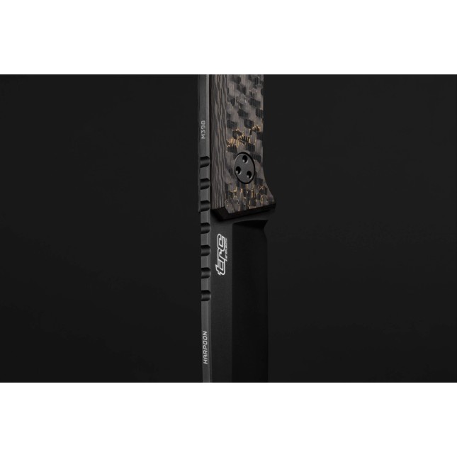 TRC Knives Harpoon M398 steel Black DLC Finish Night Storm carbon fiber handle black leather sheath Limited Edition 150pces