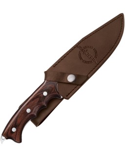 Hibben Combat Fighter Knife II Satin 7Cr17MoV Stainless Steel Blade Brown Pakkawood Handle
