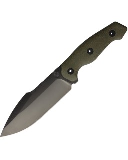 Kunwu StiffyG Black DLC Coated ASSAB 88 Steel Blade Green Micarta Handle