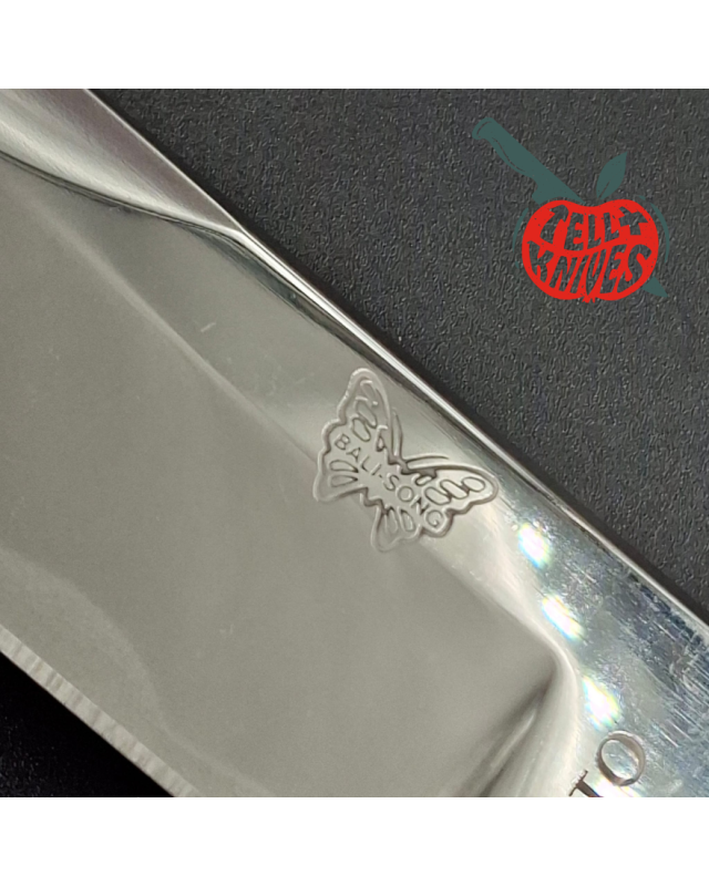 Pacific Cutlery Tanto by Kuzan Oda miror polish stainless steel black Kraton handle black leather sheath